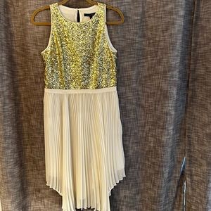 Gold sequin with cream. Brand: Cynthia Steffe; size: 8; slightly used